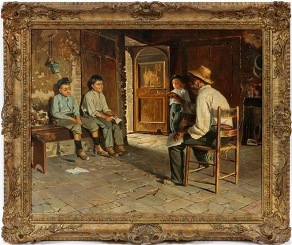 Village School Master Oil Painting by Francesco Raffaello Santoro