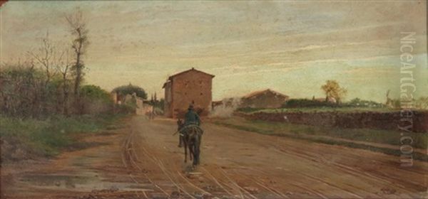 Personnage Sur La Viale Nomentana Oil Painting by Francesco Raffaello Santoro