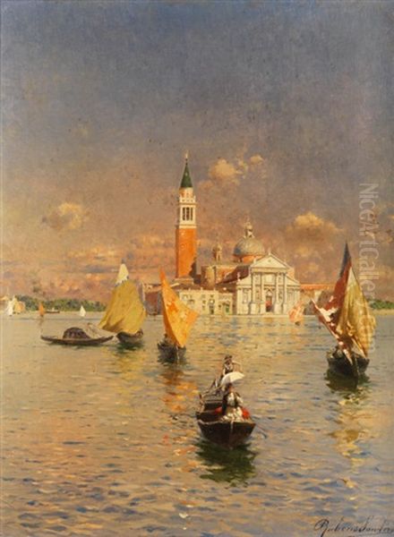 Blick Auf San Giorgio Maggiore Von Venedig Oil Painting by Rubens Santoro