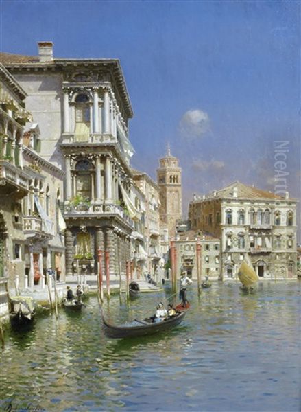 In The Gondola, Venice Oil Painting by Rubens Santoro