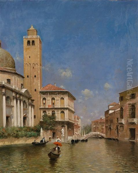 An Einem Sommertag In Venedig, Blick Auf Die Kirche San Geremia Und Den Palazzo Labia Am Kanal Cannareggio Oil Painting by Rubens Santoro