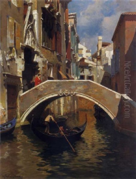 Partie Aus Venedig Oil Painting by Rubens Santoro