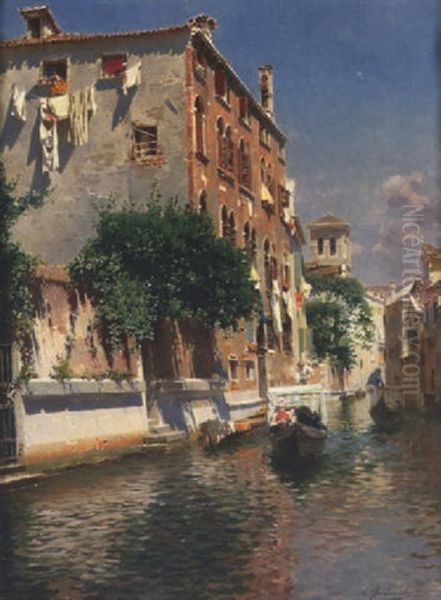 St. Maria Canal, Venice Oil Painting by Rubens Santoro