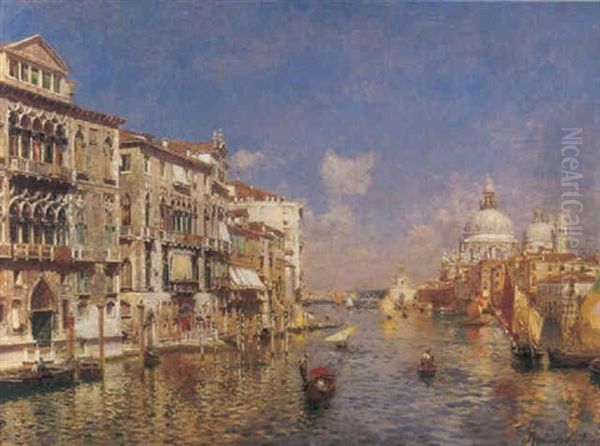 Venezia, Il Canal Grande Alla Salute Oil Painting by Rubens Santoro