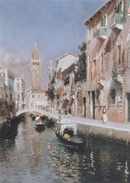 Canal S.barnaba, Venice Oil Painting by Rubens Santoro