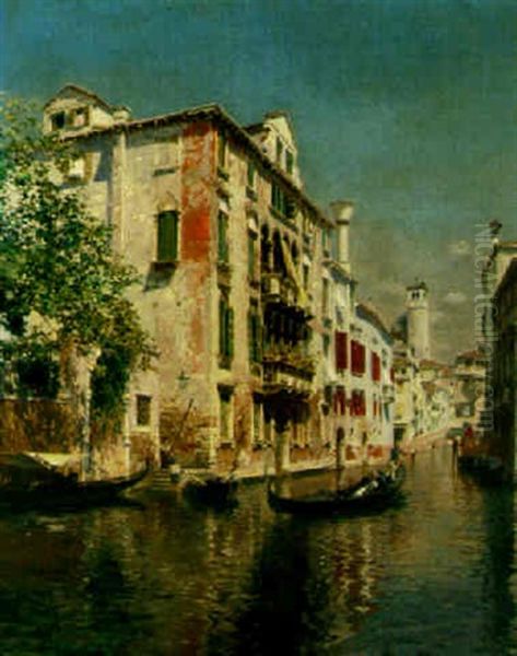 Along A Venetian Canal Oil Painting by Rubens Santoro