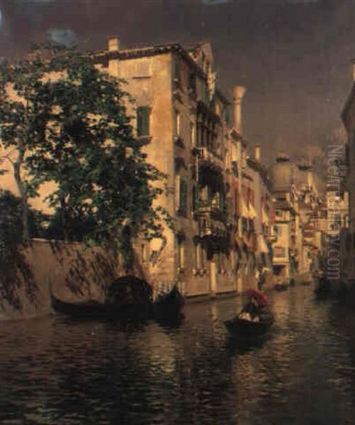 Un Canale A Venezia Oil Painting by Rubens Santoro