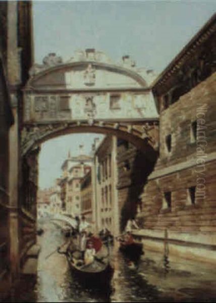 Venice Canal Oil Painting by Rubens Santoro