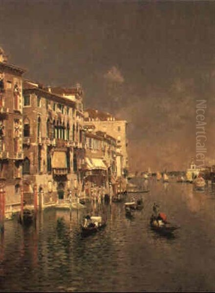 Venetian Canal Afternoon Oil Painting by Rubens Santoro