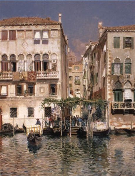 A Summer's Day, Venice Oil Painting by Rubens Santoro