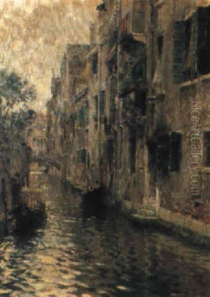 Gondole A Venezia Oil Painting by Rubens Santoro