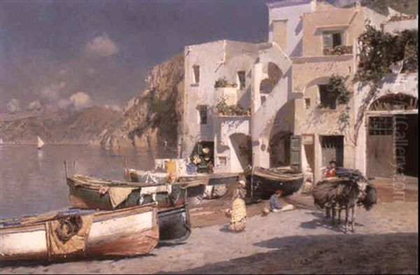 Marina Piccola, Capri Oil Painting by Rubens Santoro