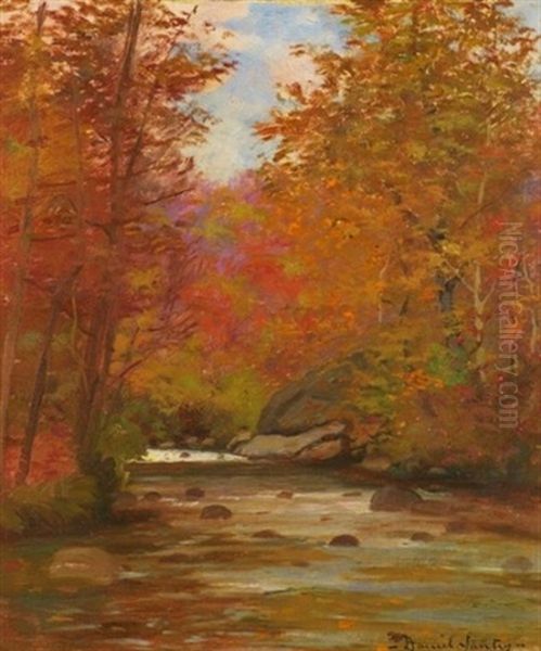 Trout Stream In Autumn (+ 2 Others; 3 Works) Oil Painting by Daniel Santry