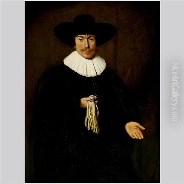 Young Man With Gloves Oil Painting by Dirck Dircksz van Santvoort