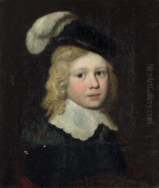 Brustbild Eines Jungen Mit Federbarett Oil Painting by Dirck Dircksz van Santvoort