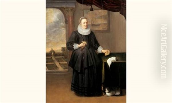 Portrait De Jeune Femme Dans Un Interieur Oil Painting by Dirck Dircksz van Santvoort