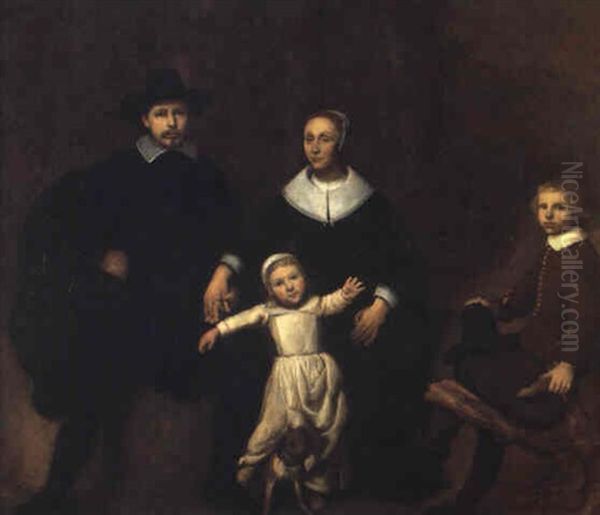 A Family Portrait Oil Painting by Dirck Dircksz van Santvoort