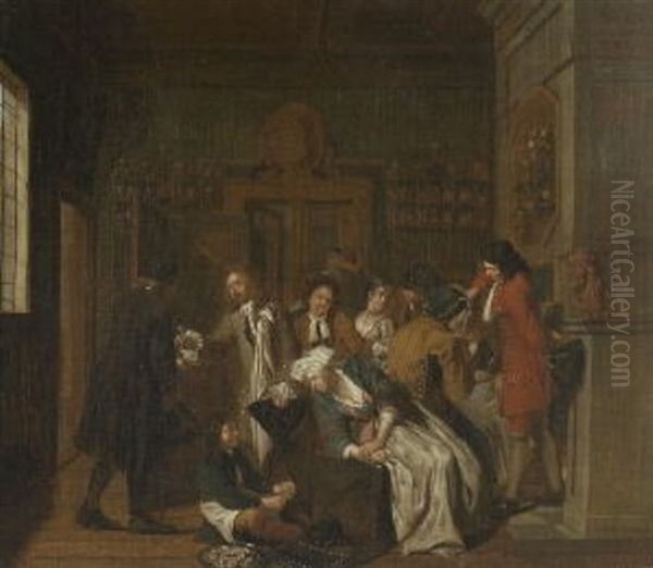 Trinkende Gesellschaft Im Salon Oil Painting by Philipp (Jacob Philipp van) Santvoort