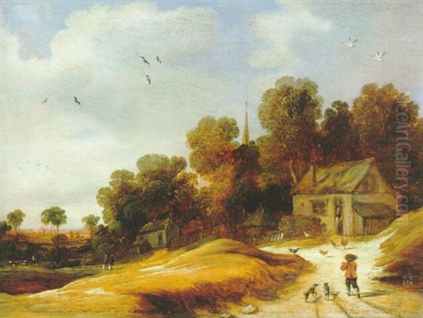 Bauernhauser Am Waldrand Oil Painting by Pieter Dircksz van Santvoort