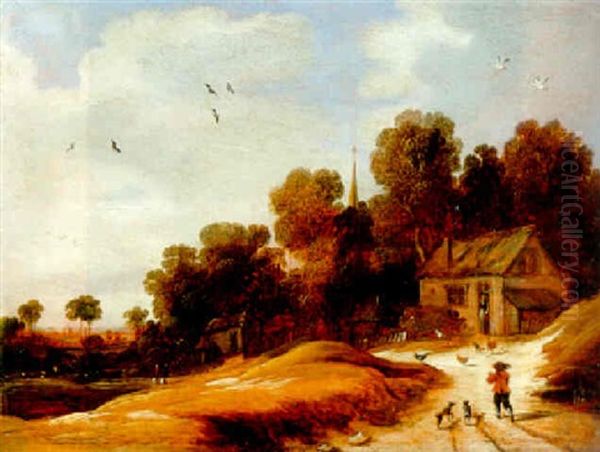 Bauernhauser Am Waldrand Oil Painting by Pieter Dircksz van Santvoort