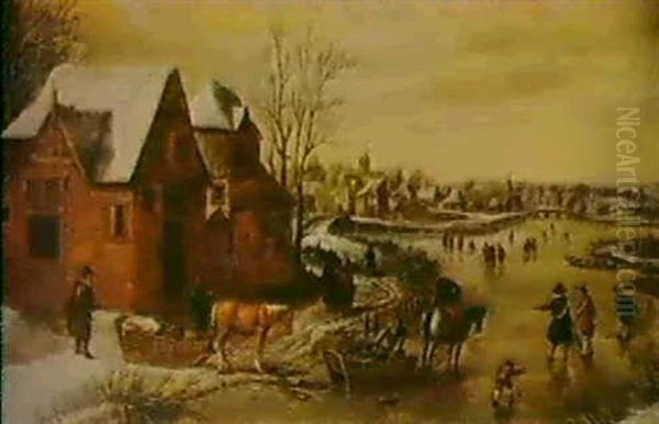 Ein Dorf Im Winter Oil Painting by Pieter Dircksz van Santvoort