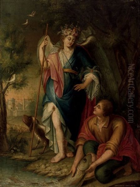 Tobias Y El Angel Oil Painting by Gregorio Sanz