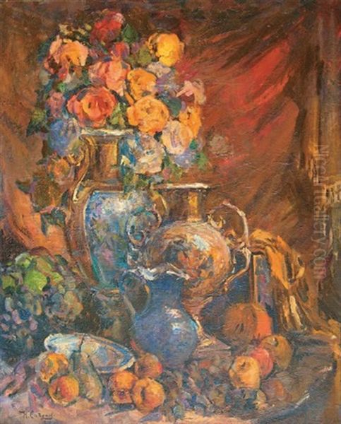 Nature Morte Aux Roses Oil Painting by Nikolai Nikolaevich Sapunov