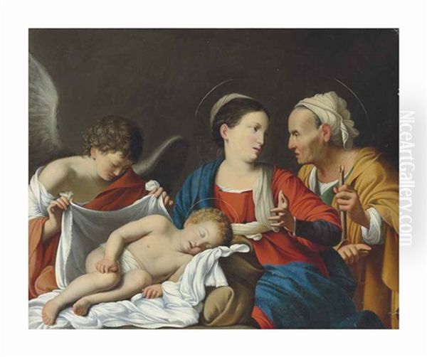 The Madonna And Child With Saint Anne And An Angel Oil Painting by Carlo Saraceni