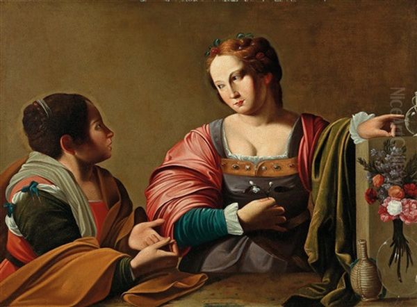 Martha And Mary Magdalene Oil Painting by Carlo Saraceni