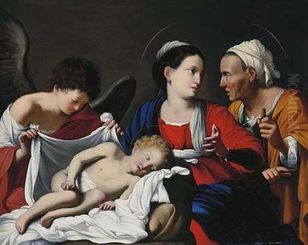 The Madonna And Child With Saint Anne And An Angel Oil Painting by Carlo Saraceni