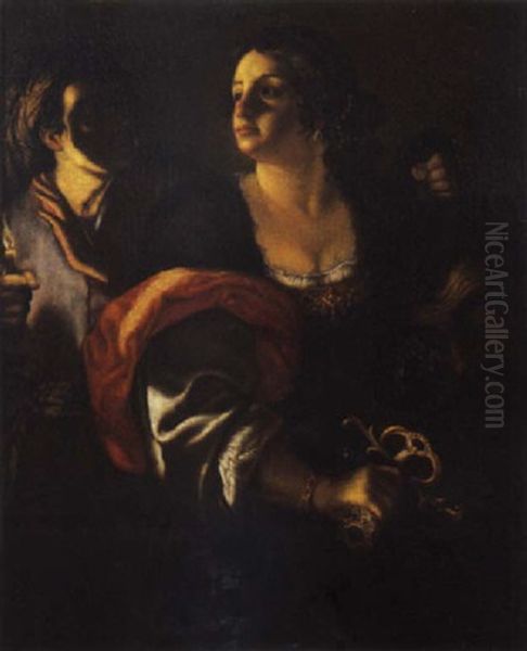 Giuditta E Oloferne Oil Painting by Carlo Saraceni