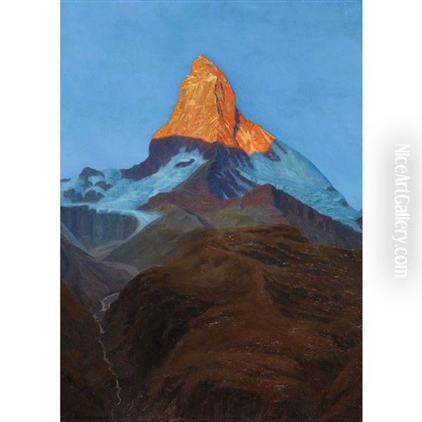 Das Matterhorn Im Abendrot Oil Painting by Regnault Sarasin