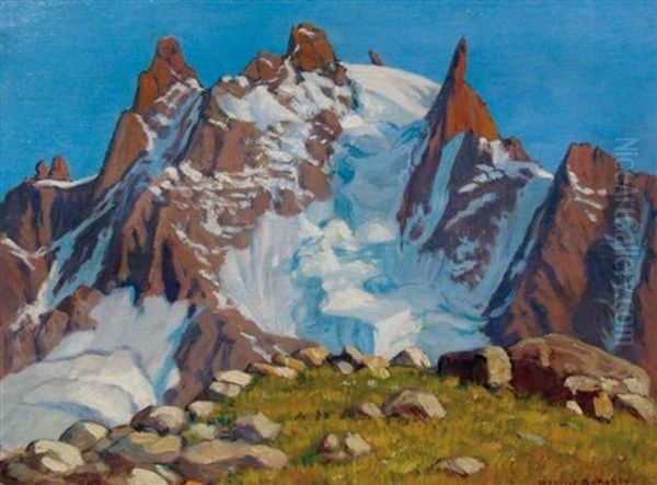 Aiguilles Du Plan A Chamonix Oil Painting by Regnault Sarasin