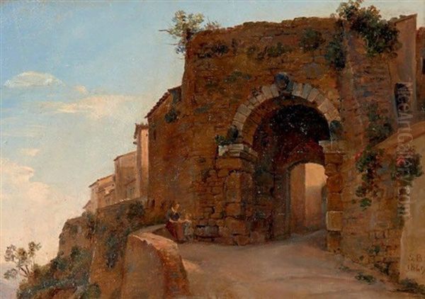 Porte D'un Village, Probablement En Italie Oil Painting by Josephine Sarazin de Belmont