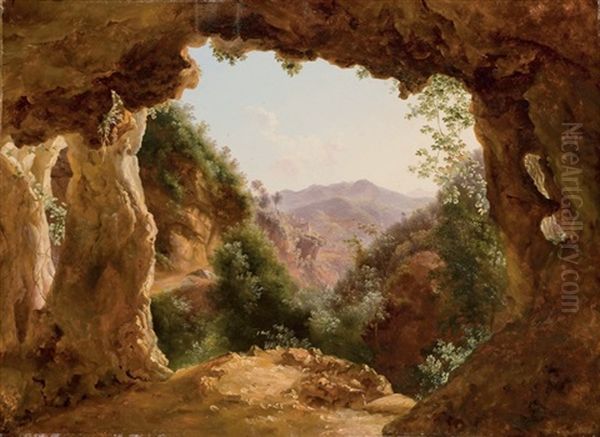 Une Grotte Dans Un Paysage Rocheux by Josephine Sarazin de Belmont