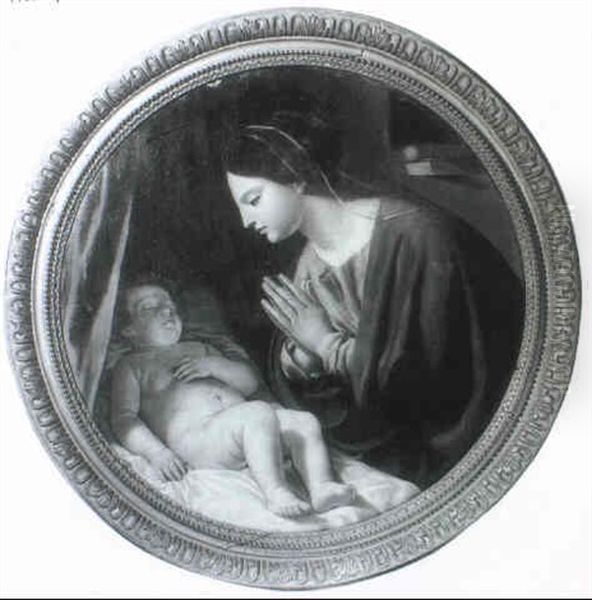 La Vierge Adorant L'enfant Endormi Oil Painting by Jacques Sarazin