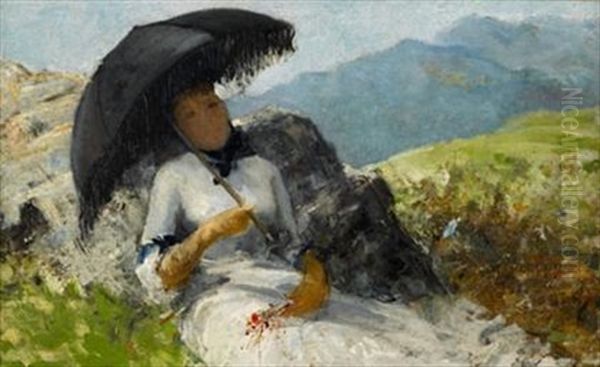 The Black Parasol Oil Painting by John Singer Sargent