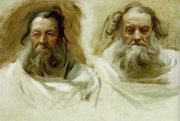 Two Heads For Boston Mural  - The Prophets Oil Painting by John Singer Sargent