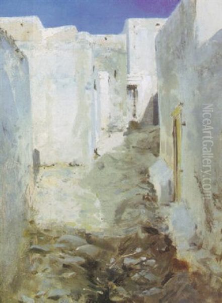 A Street Scene Oil Painting by John Singer Sargent