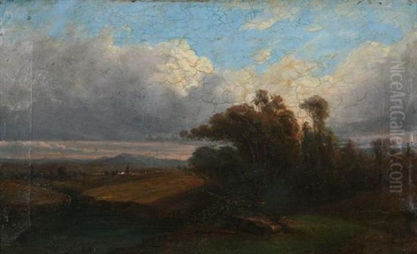 Barbizon Landscape Oil Painting by Michel Bouquet