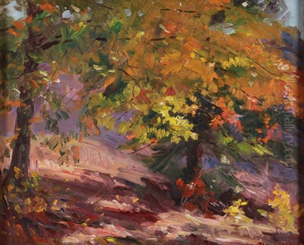 Impressionistic Fall Wooded Landscape Oil Painting by Paul Turner Sargent