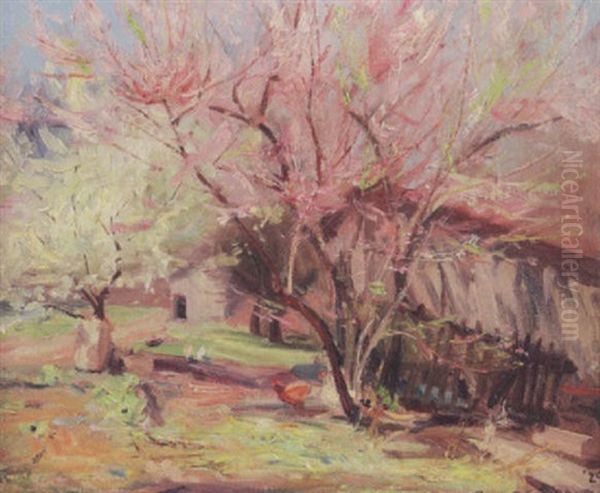 Farmyard With Chickens Oil Painting by Paul Turner Sargent