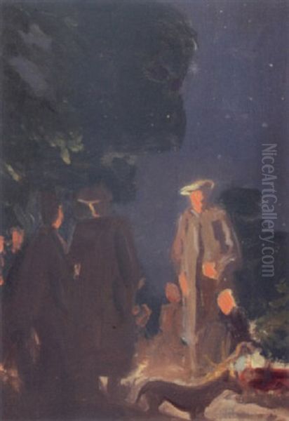 Campfire Scene Oil Painting by Paul Turner Sargent