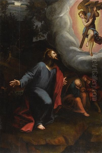 Christ In The Garden Of Gethsemane Oil Painting by Juan Sarinena