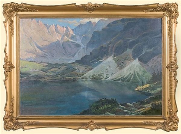 Mountain Lake (morskie Oko) Oil Painting by Aleksander Sarnowicz