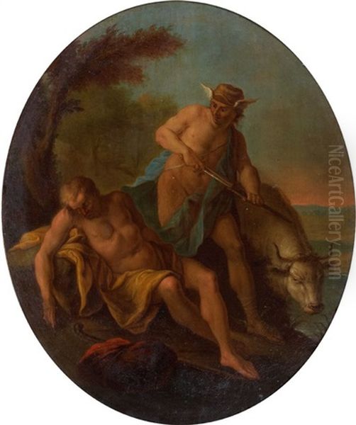 Mercure Et Argus (+ Acis Et Galatee Surpris Par Polypheme; Pair) Oil Painting by Daniel Sarrabat the Younger