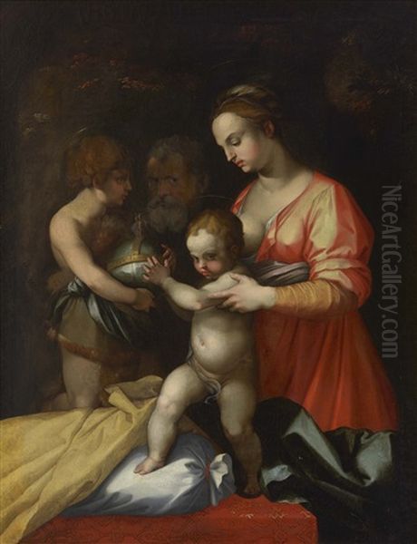 Die Heilige Familie Mit Dem Johannesknaben Oil Painting by Andrea Del Sarto