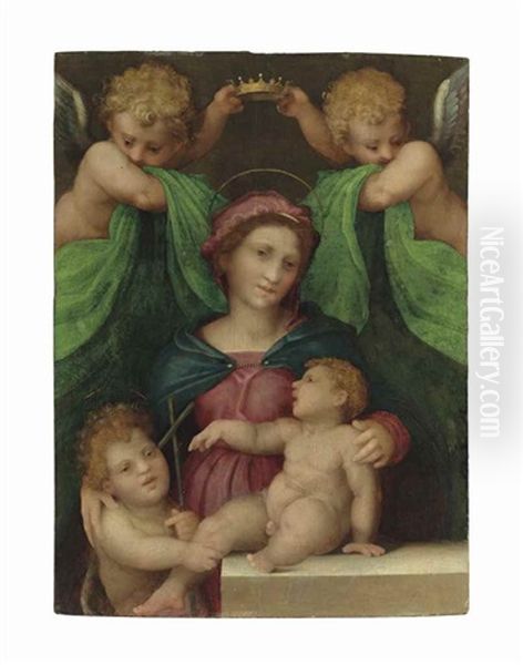 The Madonna And Child With The Infant Saint John The Baptist And Two Angels Oil Painting by Andrea Del Sarto