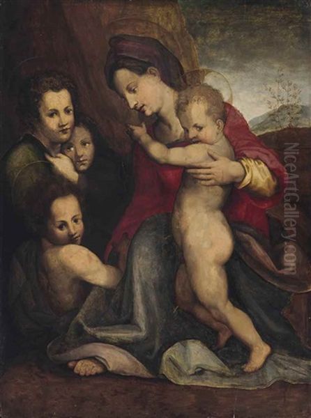 The Madonna And Child With The Infant Saint John The Baptist And Two Angels Oil Painting by Andrea Del Sarto