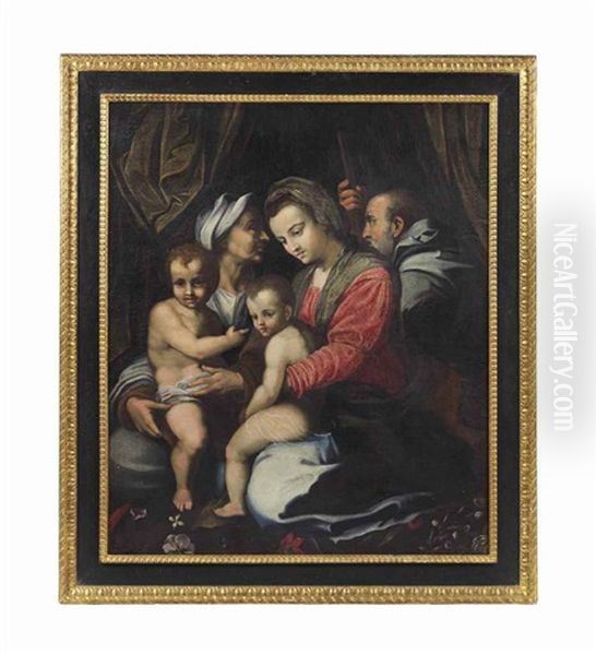 The Holy Family With Saint Elizabeth And The Infant Saint John The Baptist Oil Painting by Andrea Del Sarto